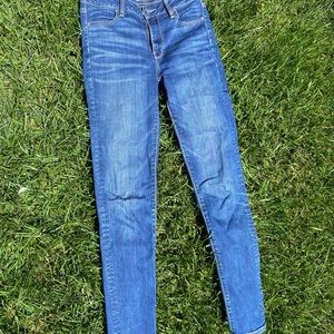 Comfiest cute high rise skinny jean medium wash
